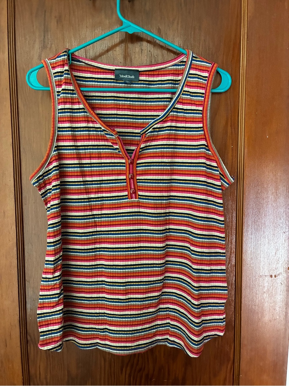 ModCloth Multi-Colored Striped Ribbed Knit Tank Top 🧡💕🧡💕🧡